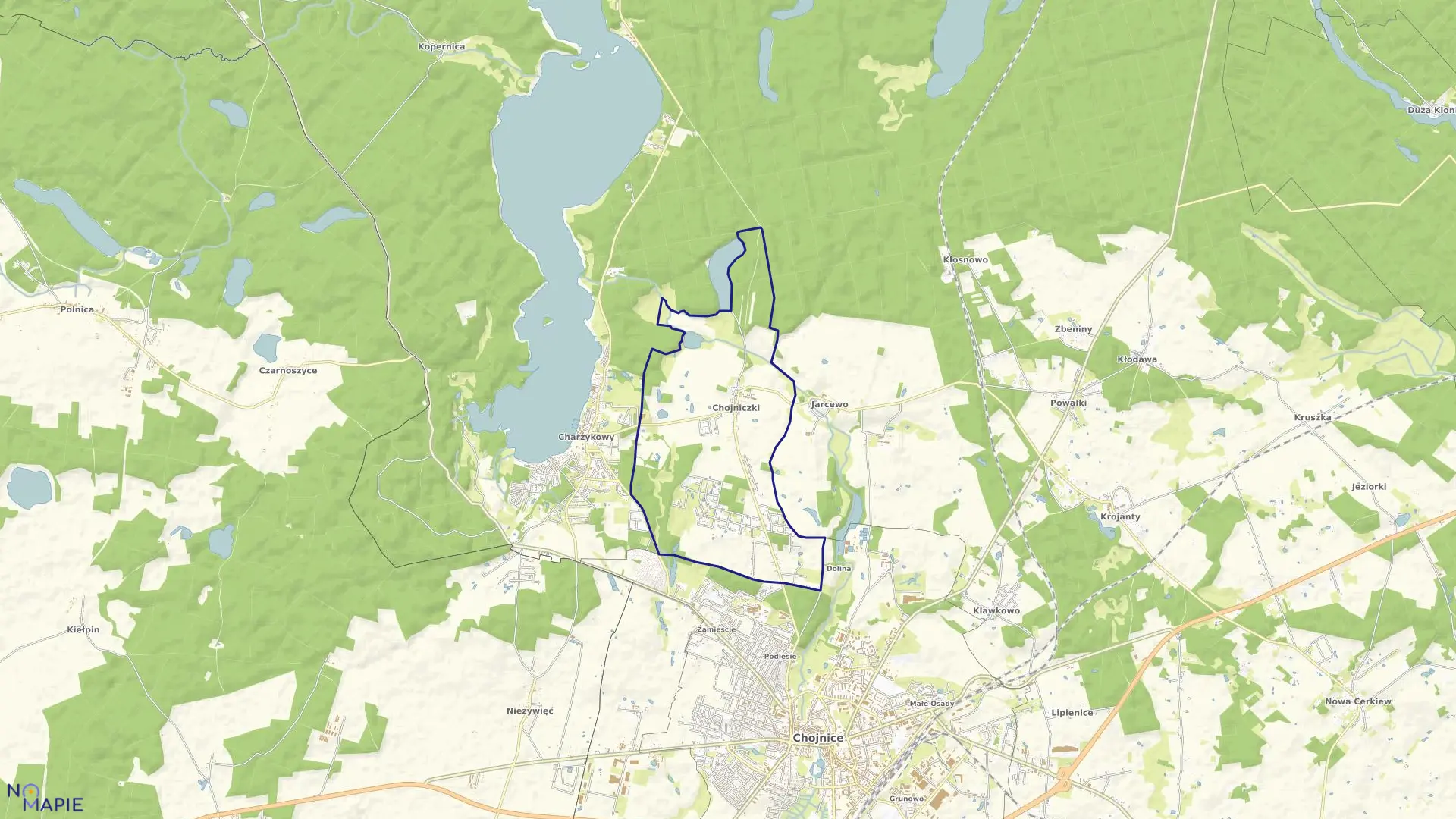 Mapa obrębu Chojniczki w gminie Chojnice