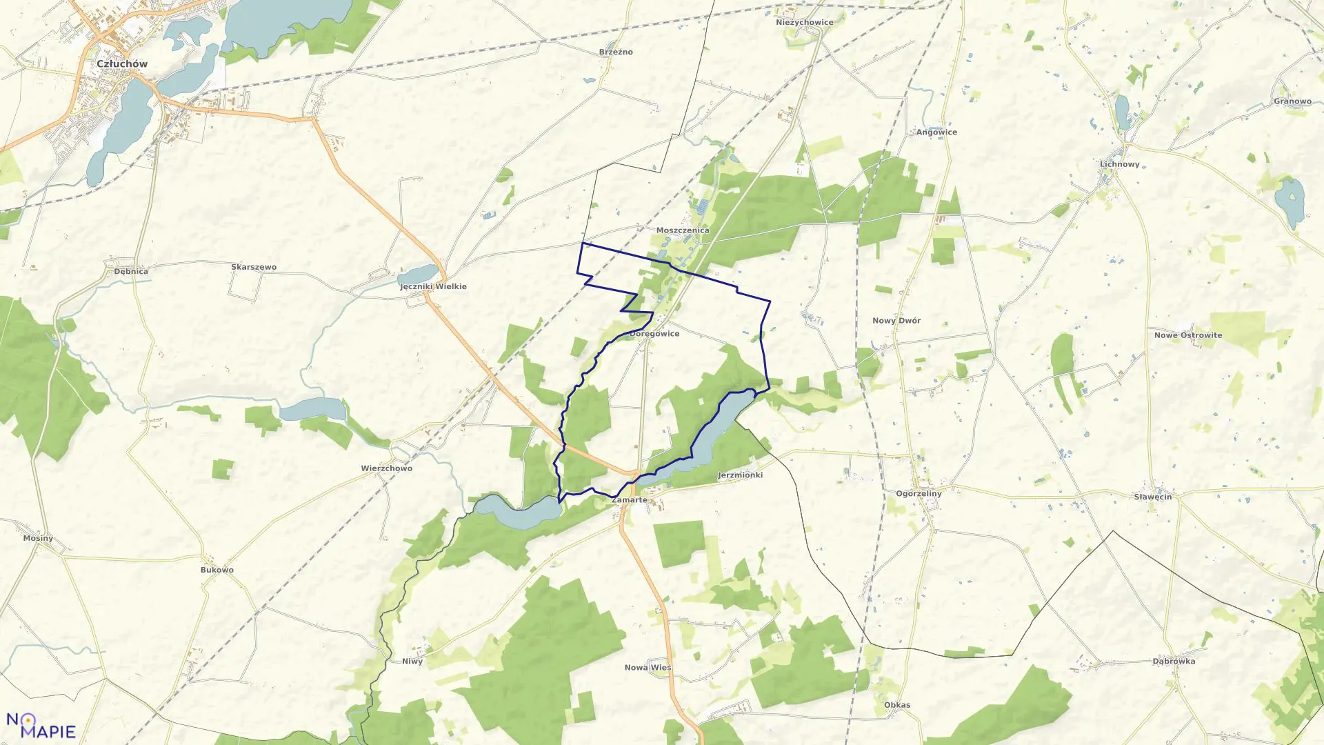 Mapa obrębu Doręgowice w gminie Chojnice