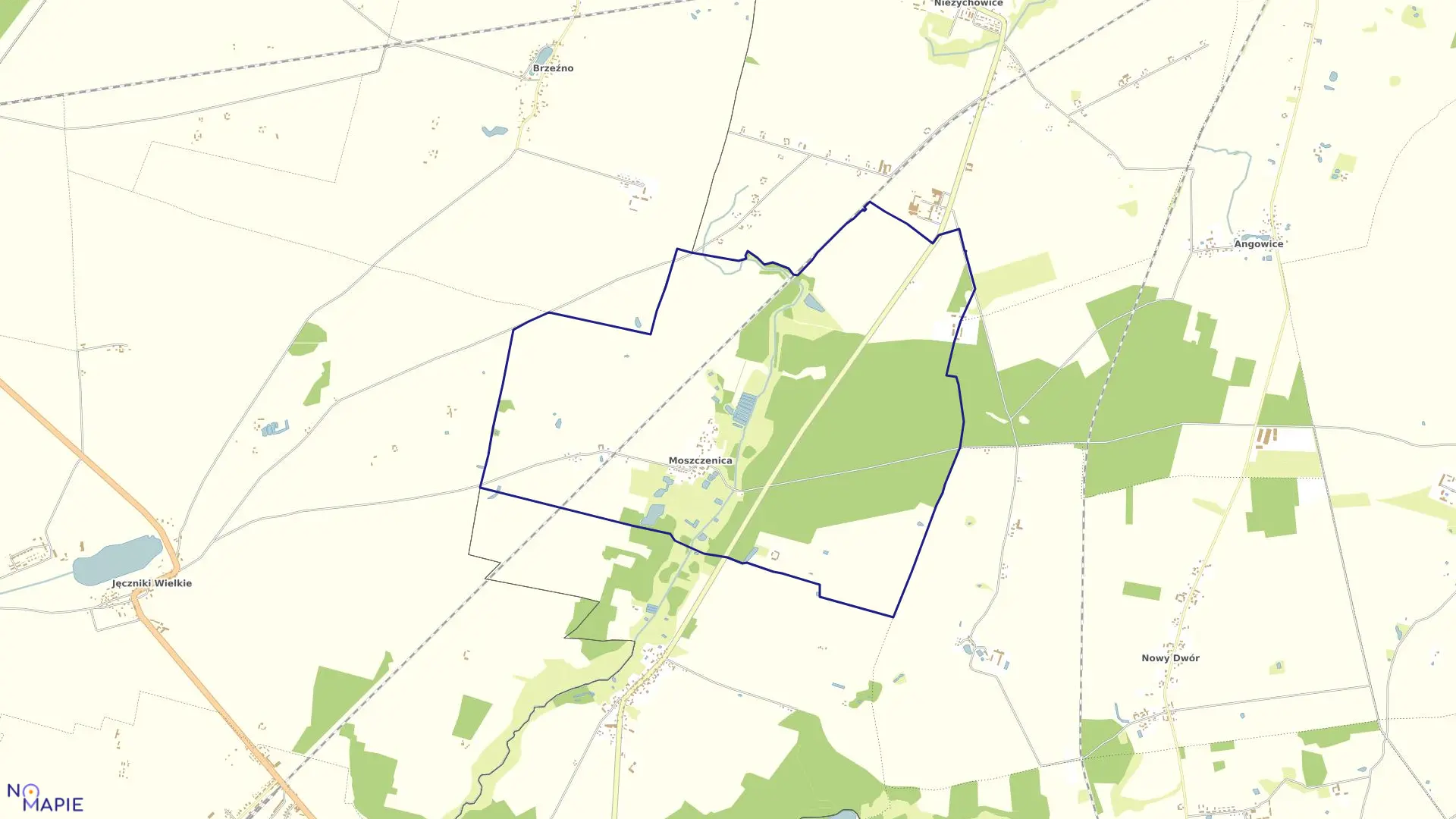 Mapa obrębu Moszczenica w gminie Chojnice